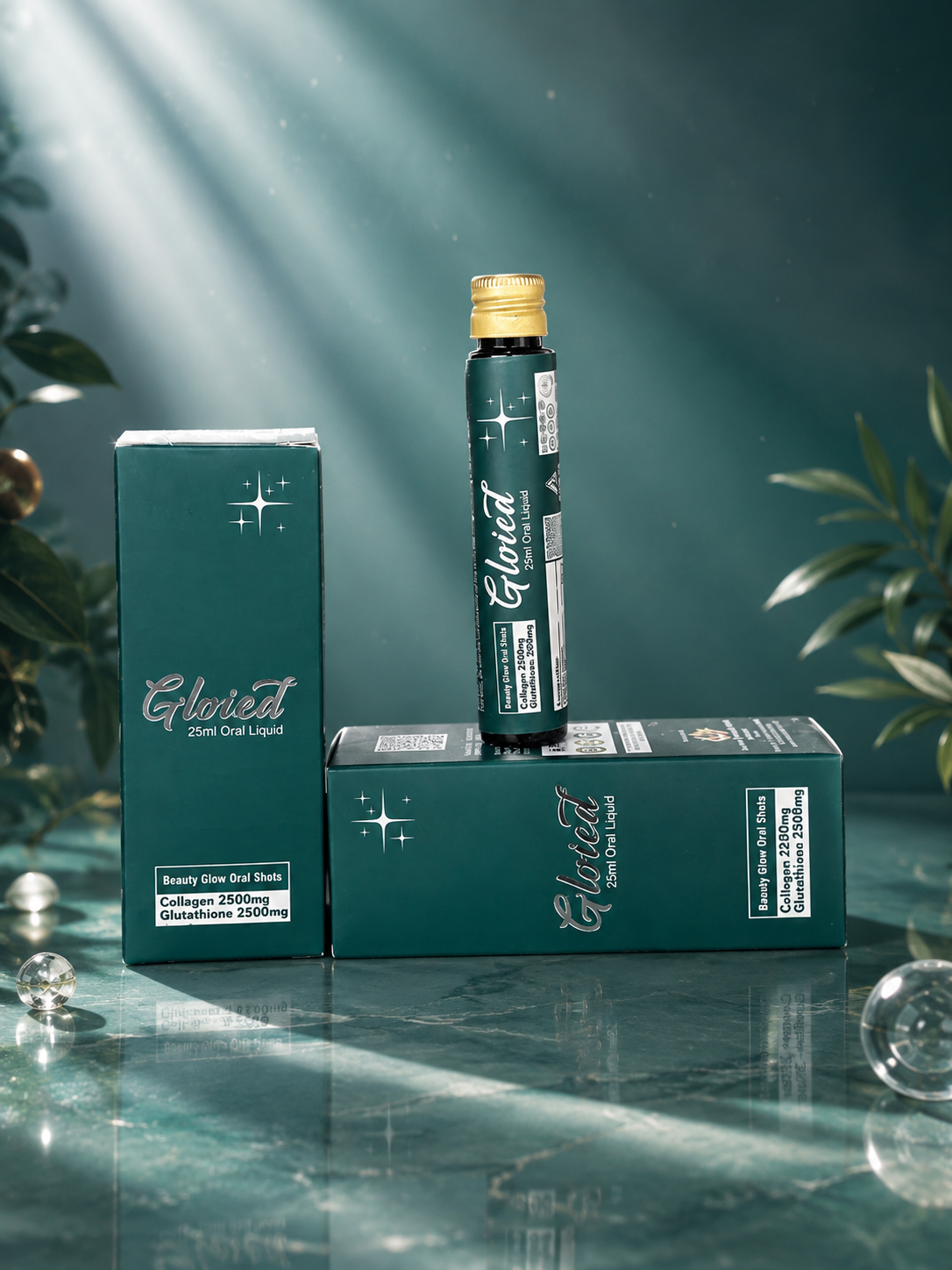 Gloied Beauty Glow Oral Liquid Shots – Collagen 2500mg + Glutathione 2500mg for Skin Brightening | 25ml