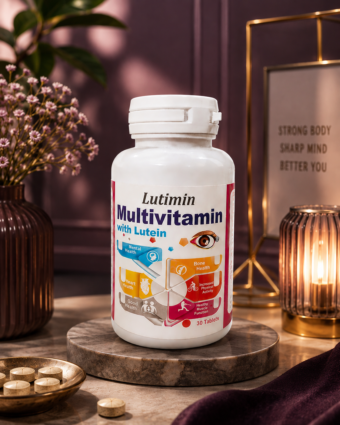 Lutimin Multivitamin with Lutein – Eye, Heart, Bone & Brain Health Support | 30 Tablets