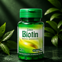 Zonex Biotin 2000mcg 30 tablets supplement bottle for hair, skin and nail care