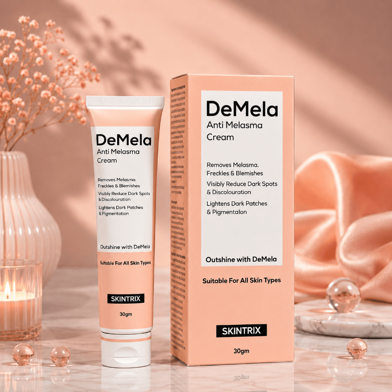 DeMela melasma cream by Skintrix for dark spots, freckles and uneven pigmentation