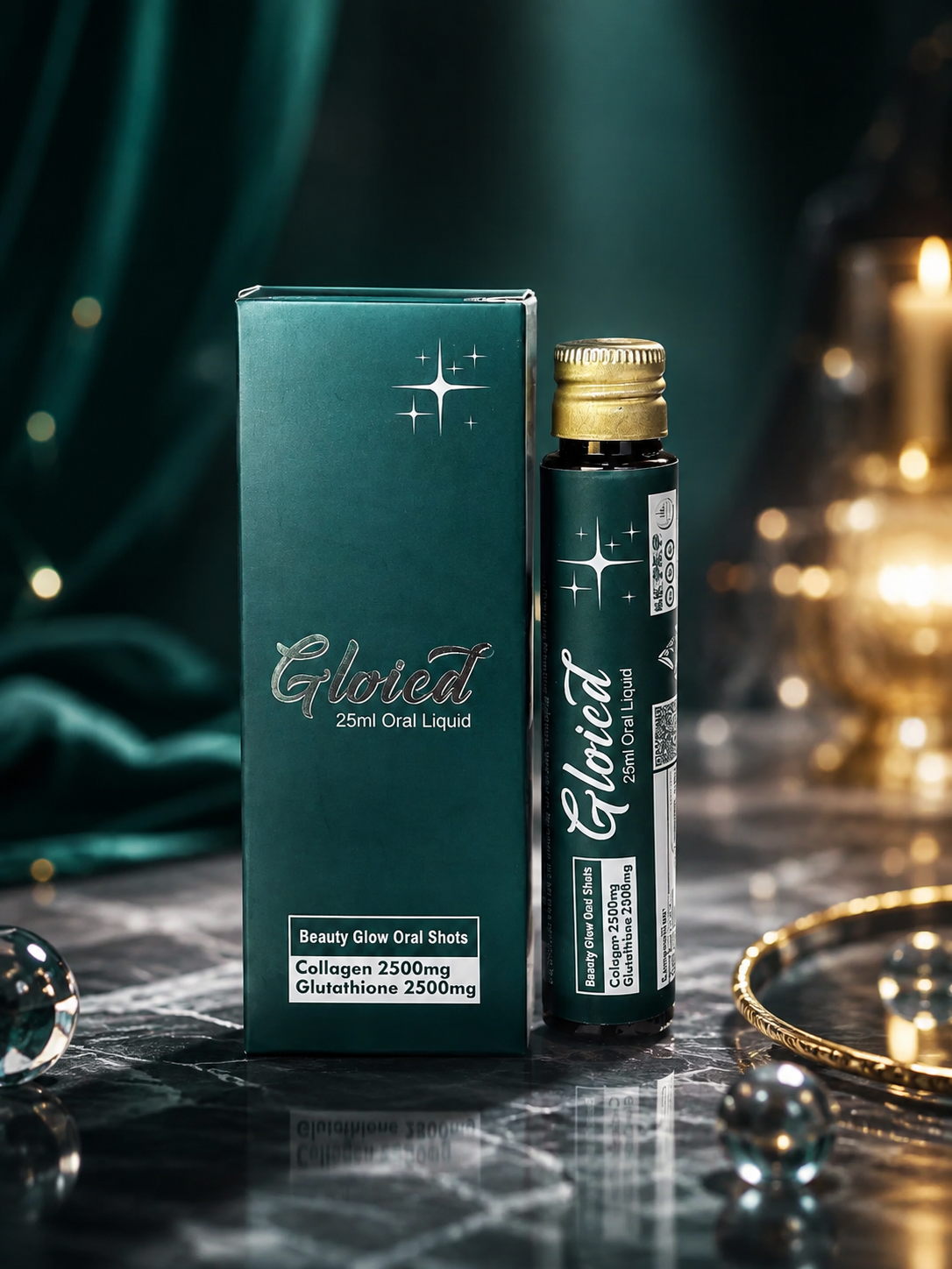 Gloied Beauty Glow Oral Liquid Shots – Collagen 2500mg + Glutathione 2500mg for Skin Brightening | 25ml