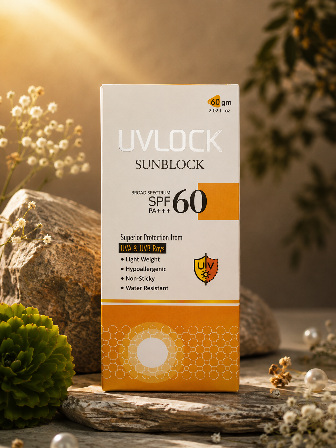 UVLOCK Sunblock SPF 60 PA+++ – Broad Spectrum UVA/UVB Protection, Anti-Aging & Anti-Pigmentation | 60gm