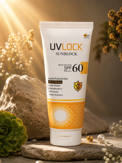 UVLOCK Sunblock SPF 60 PA+++ – Broad Spectrum UVA/UVB Protection, Anti-Aging & Anti-Pigmentation | 60gm