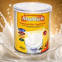 MalRich Vanilla 400g weight gain supplement with milk splash
