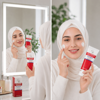 Glowza Beauty Face Wash applied to face for fresh, clean and glowing-looking skin